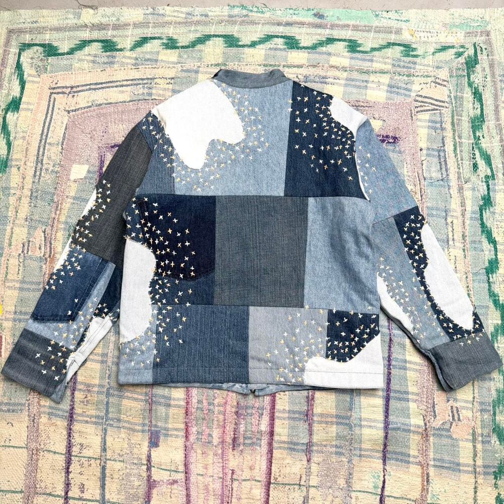 Custom Upcycled bomber jacket with sashiko handstitching - Picture 2 of 8